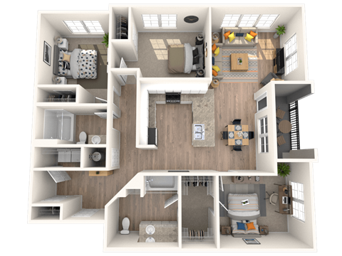 101 Depot, Smryna, TN Apartments 3b 2b 3D floor plan